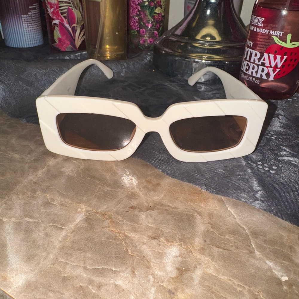 Cream Rectangular Sunglasses